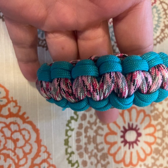 Pink blue Utility para cord gorpcore trail hiking camping survival bracelet - Picture 3 of 5
